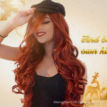 DTL Copper Red Fox Red Body Wave Synthetic High Temperature Fiber Silky Ladies Synthetic Wig Heat Resistant Synthetic Hair Wigs